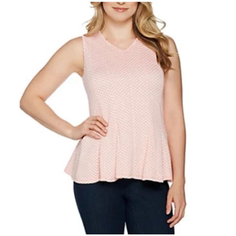 ✨H by Halston Sleeveless Jacquard Peplum Sz Large Top✨